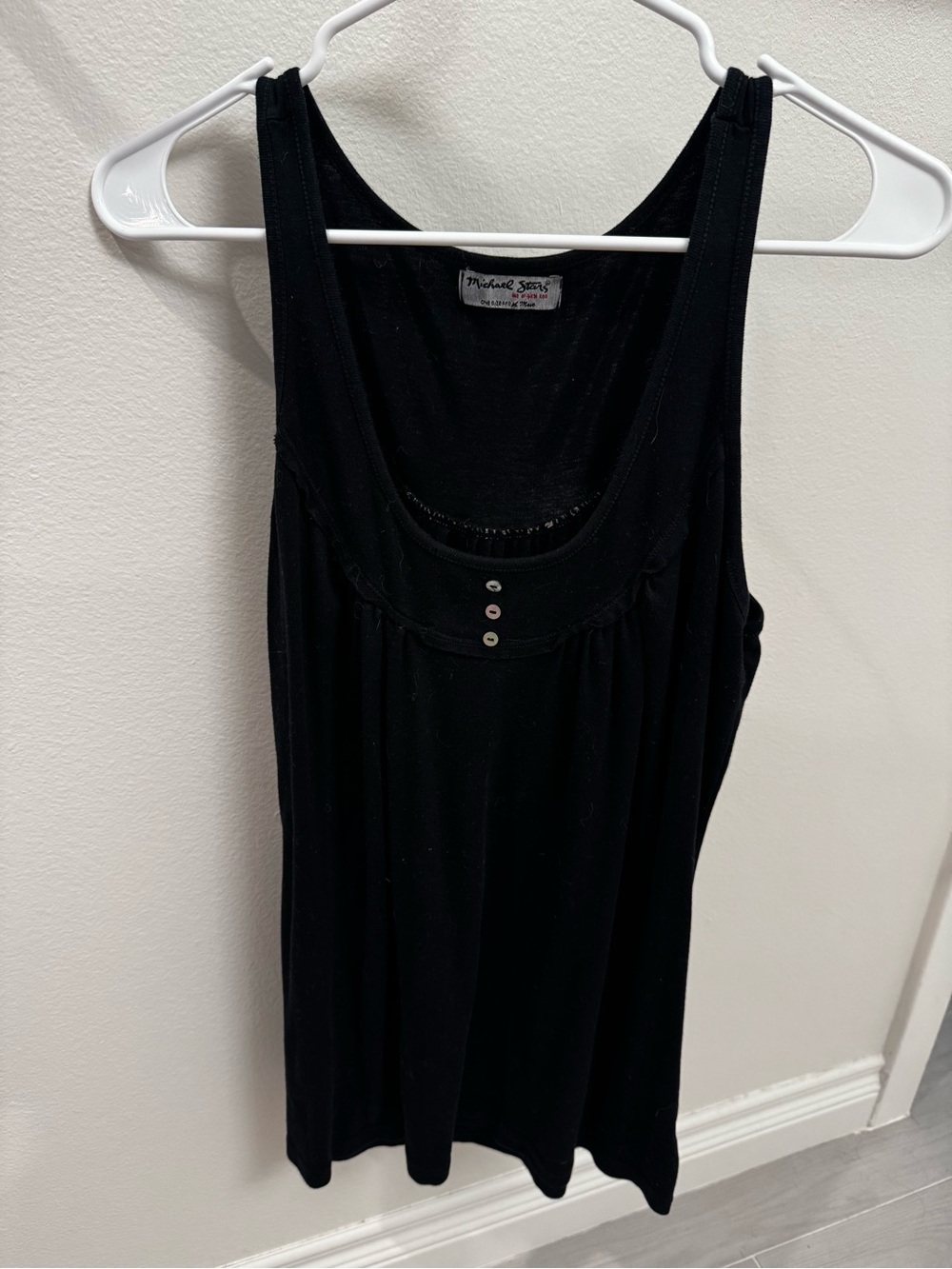 Y2K Michael Stars Black Scoop Neck Tank with Button Trim